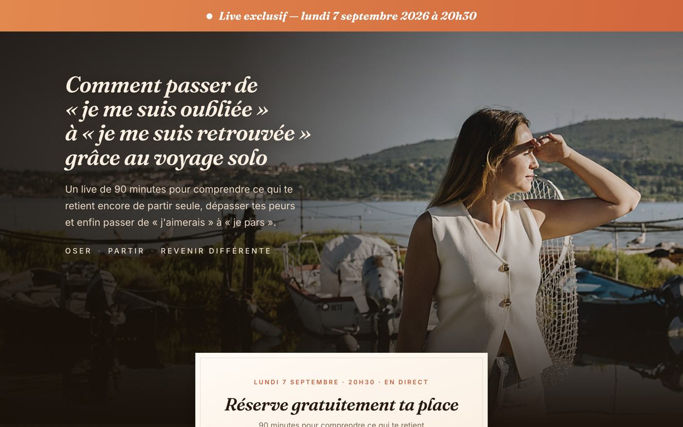 La page d'inscription au webinaire